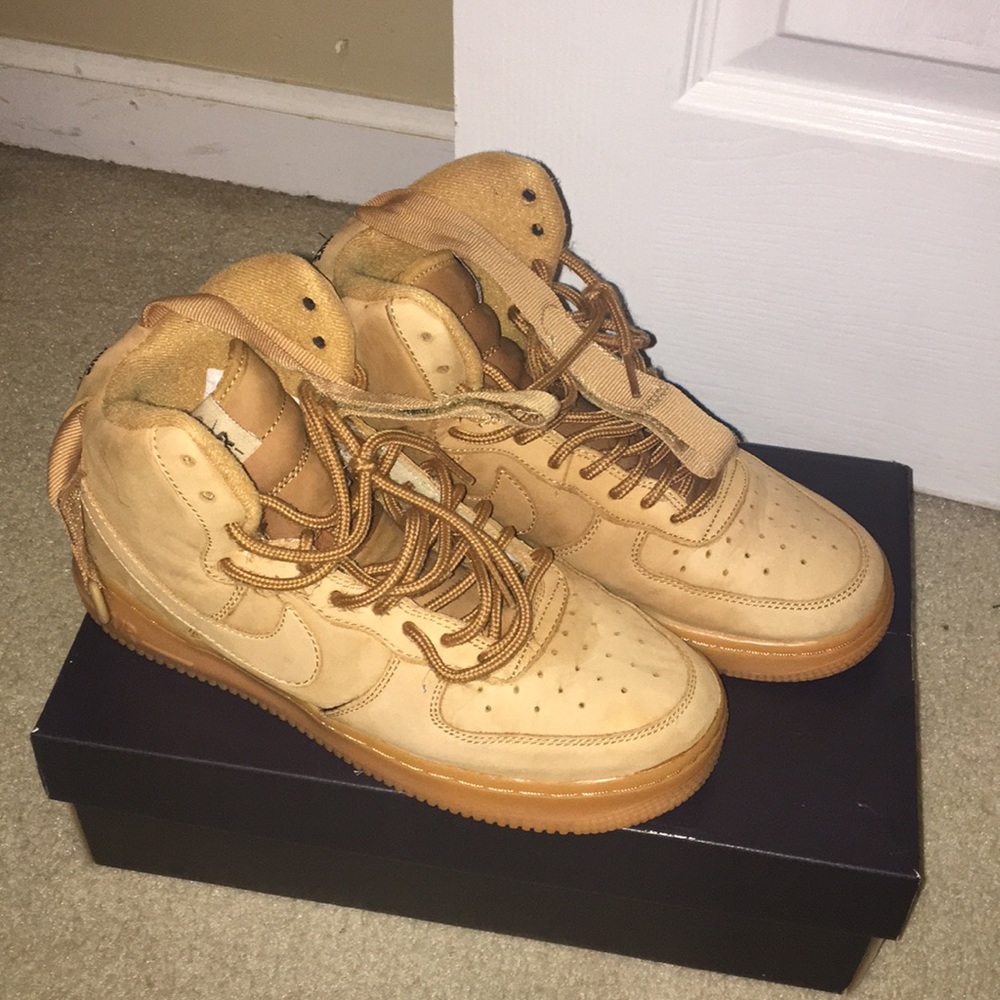 Wheat Air Force ones (gs) size 6.5